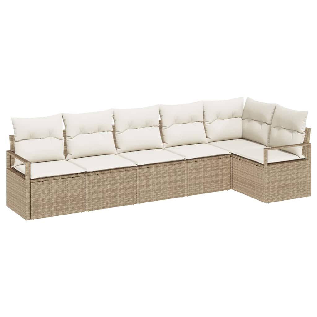 Garten-Sofa-Set mit Kissen mit Speicher 6 pcs Beige und Creme